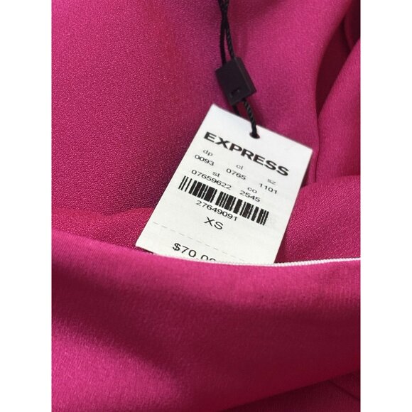 Express Womens Pink Satin Ruffled Midi Skirt Elastic Waist NWT Dainty Sz XS - Picture 5 of 7